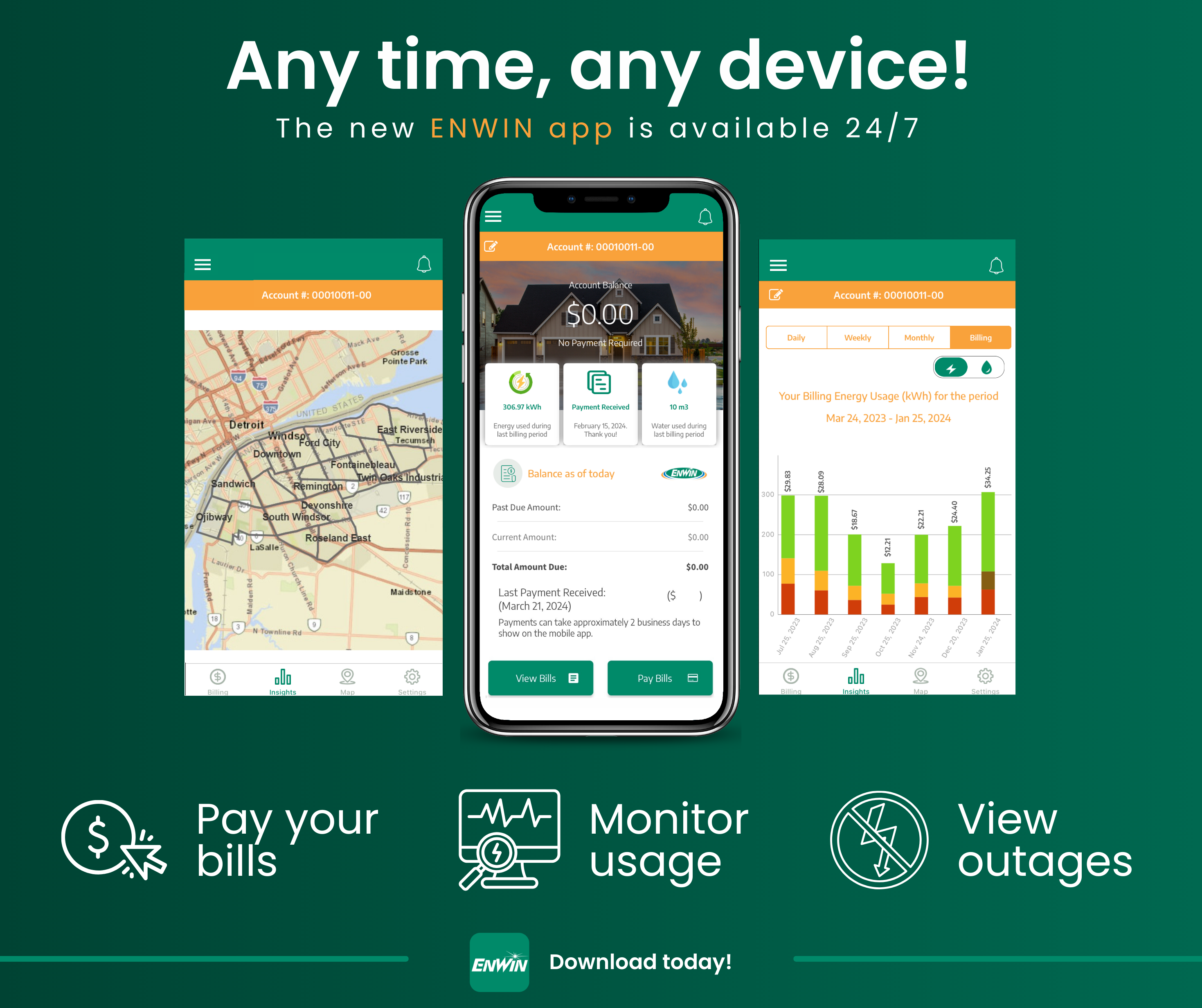 graphic displaying myENWIN app on a smartphone