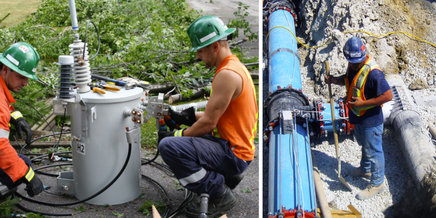 Hydro and water workers collage