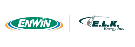 Side by side logo lock-up of ENWIN Utilities Ltd. and the E.L.K. Energy